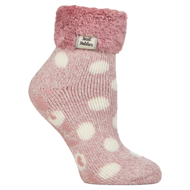 Heat Holders Original Women's Feather Top Lounge Socks - Rose Blush/Cream