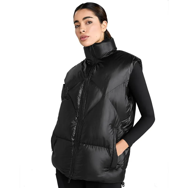 Aztec Diamond Heavy Quilted Women's Vest - Black