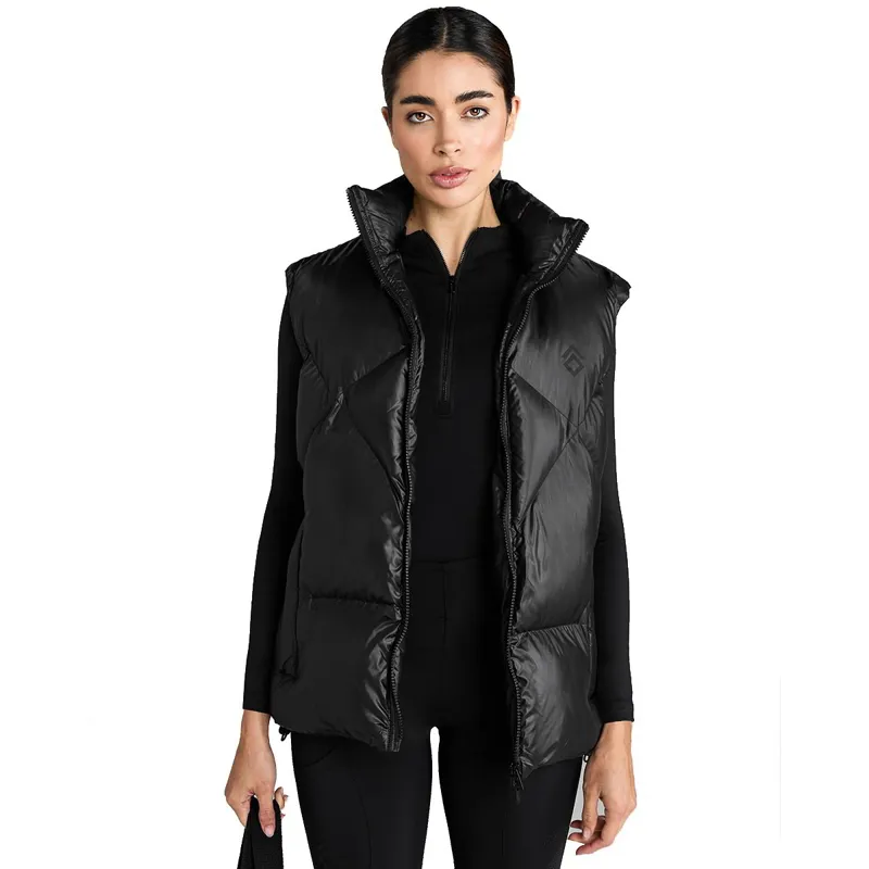 Aztec Diamond Heavy Quilted Women's Vest - Black-5