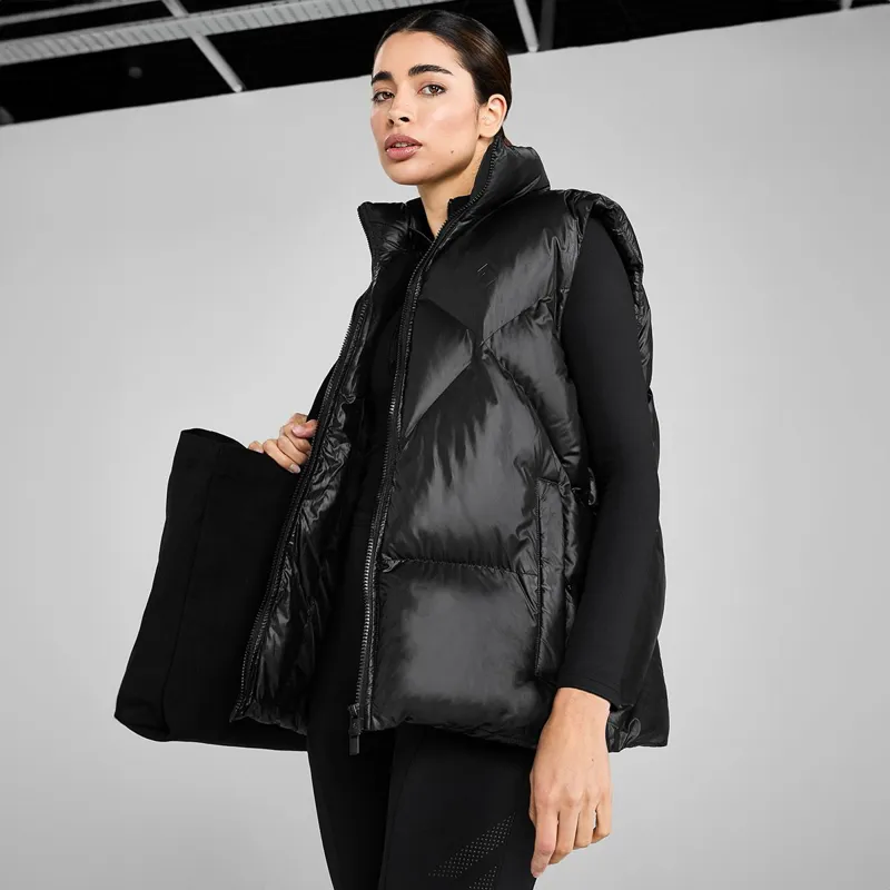 Aztec Diamond Heavy Quilted Women's Vest - Black-3