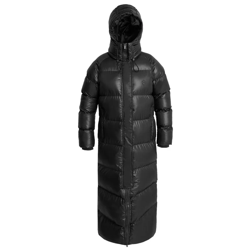 Aztec Diamond Women's Heavy Quilted Long Puffer Coat - Black-9