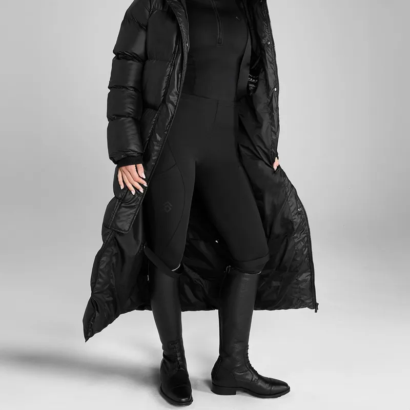 Aztec Diamond Women's Heavy Quilted Long Puffer Coat - Black-2
