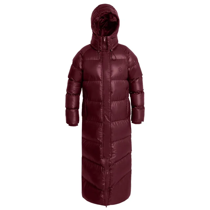 Aztec Diamond Women's Heavy Quilted Long Puffer Coat - Cherry-9