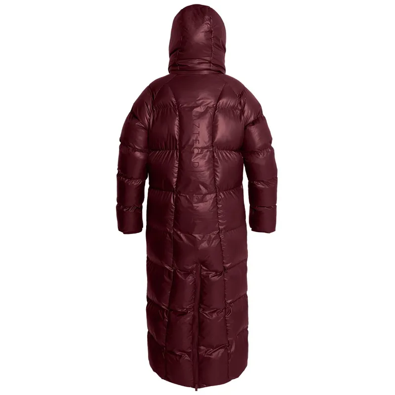 Aztec Diamond Women's Heavy Quilted Long Puffer Coat - Cherry-8
