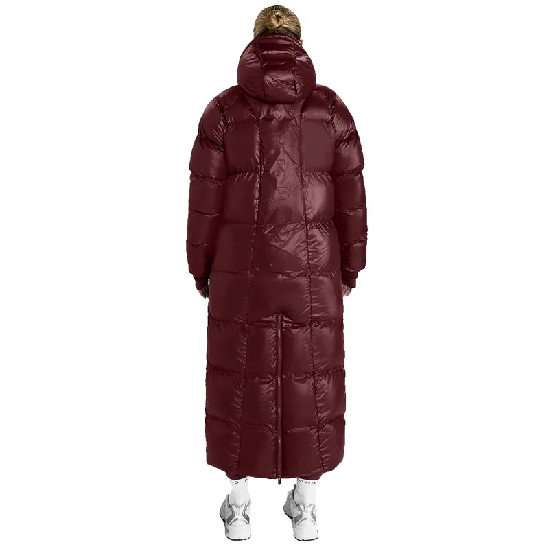 Aztec Diamond Women's Heavy Quilted Long Puffer Coat - Cherry-7