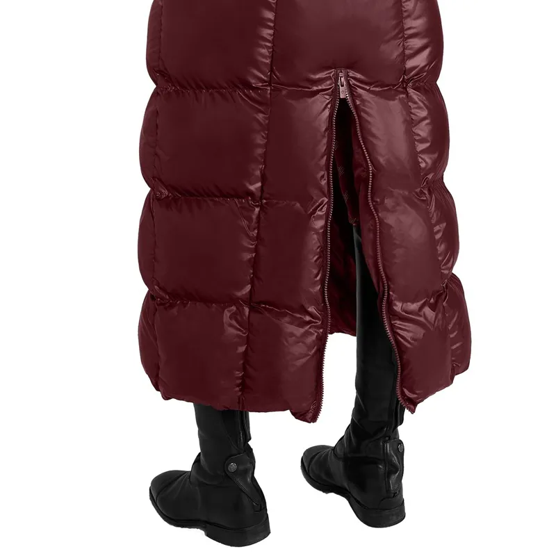 Aztec Diamond Women's Heavy Quilted Long Puffer Coat - Cherry-5