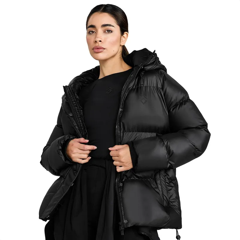 Aztec Diamond Women's Heavy Quilted Puffer Coat - Black-6