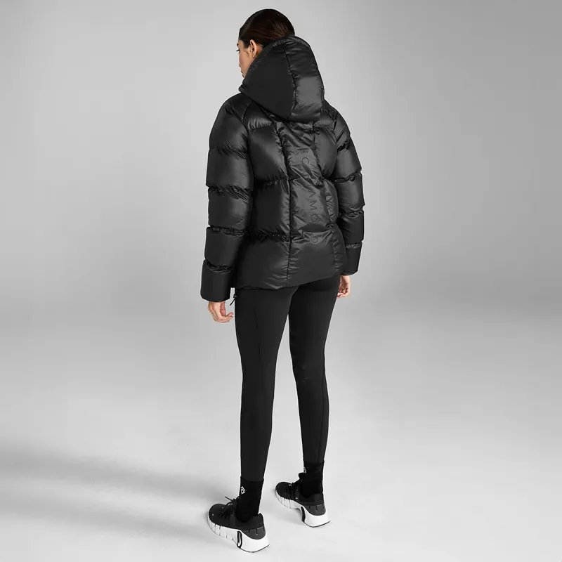 Aztec Diamond Women's Heavy Quilted Puffer Coat - Black-5