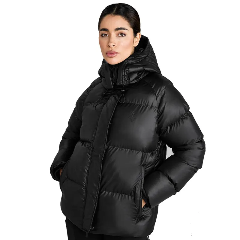Aztec Diamond Women's Heavy Quilted Puffer Coat - Black-4