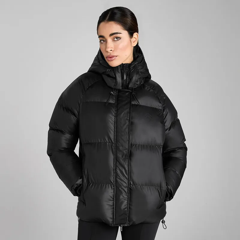 Aztec Diamond Women's Heavy Quilted Puffer Coat - Black-3