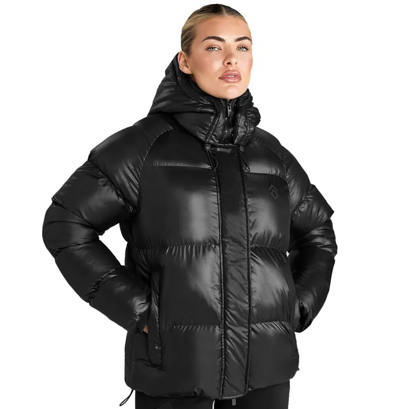Aztec Diamond Women's Heavy Quilted Puffer Coat - Black