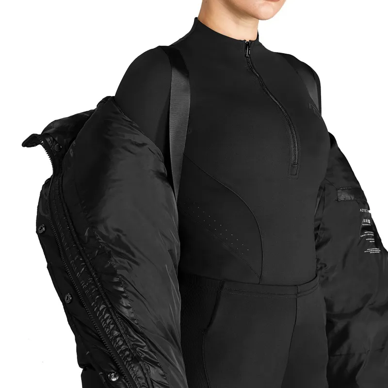 Aztec Diamond Women's Heavy Quilted Puffer Coat - Black-11
