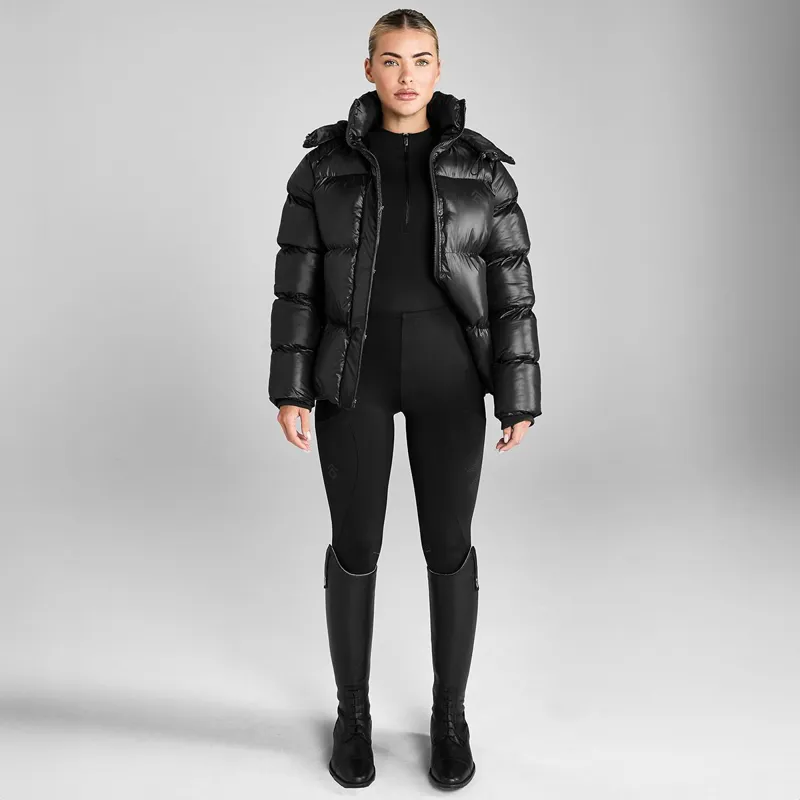 Aztec Diamond Women's Heavy Quilted Puffer Coat - Black-10