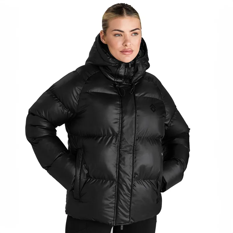 Aztec Diamond Women's Heavy Quilted Puffer Coat - Black-9