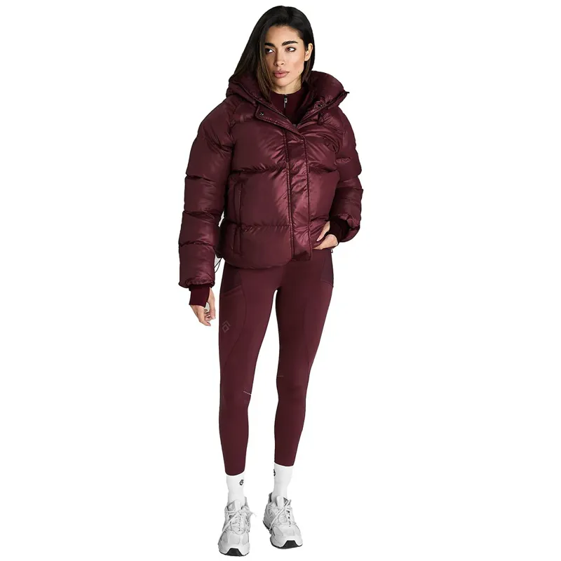 Aztec Diamond Women's Heavy Quilted Puffer Coat - Cherry-9