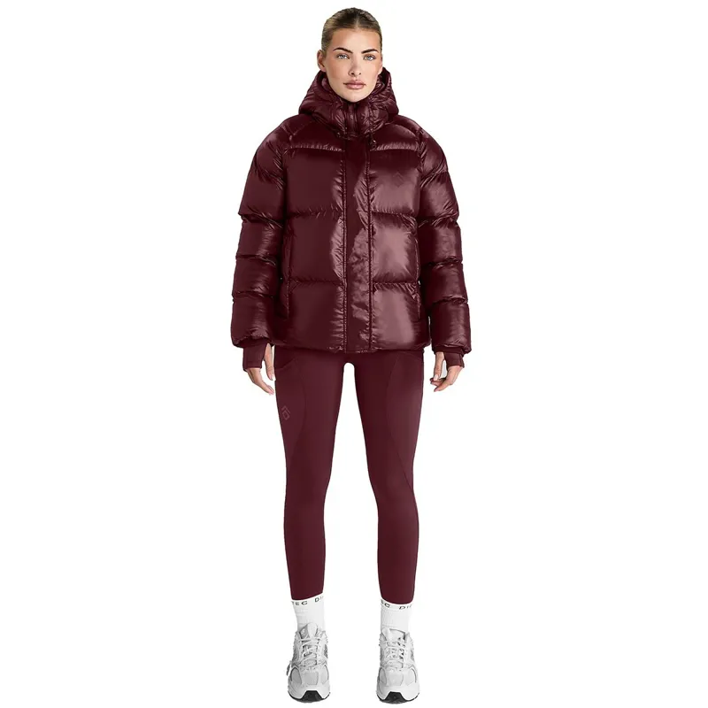 Aztec Diamond Women's Heavy Quilted Puffer Coat - Cherry-7