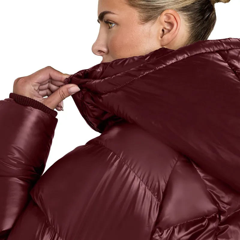 Aztec Diamond Women's Heavy Quilted Puffer Coat - Cherry-6