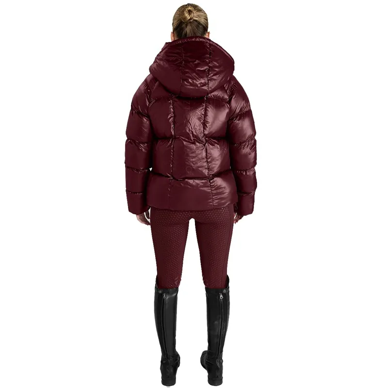 Aztec Diamond Women's Heavy Quilted Puffer Coat - Cherry-5