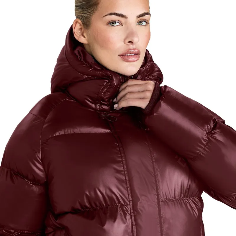 Aztec Diamond Women's Heavy Quilted Puffer Coat - Cherry-4
