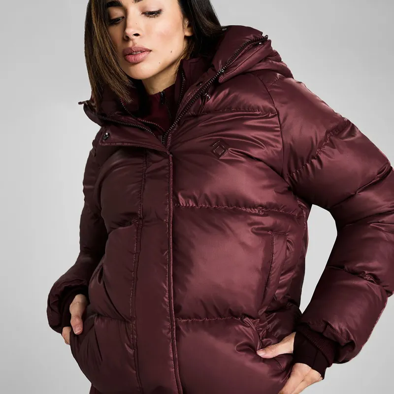 Aztec Diamond Women's Heavy Quilted Puffer Coat - Cherry-10