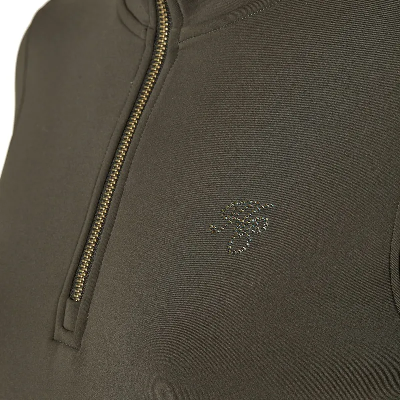 Holland Cooper Henley Training Womens Quarter Zip - Dark Olive-7