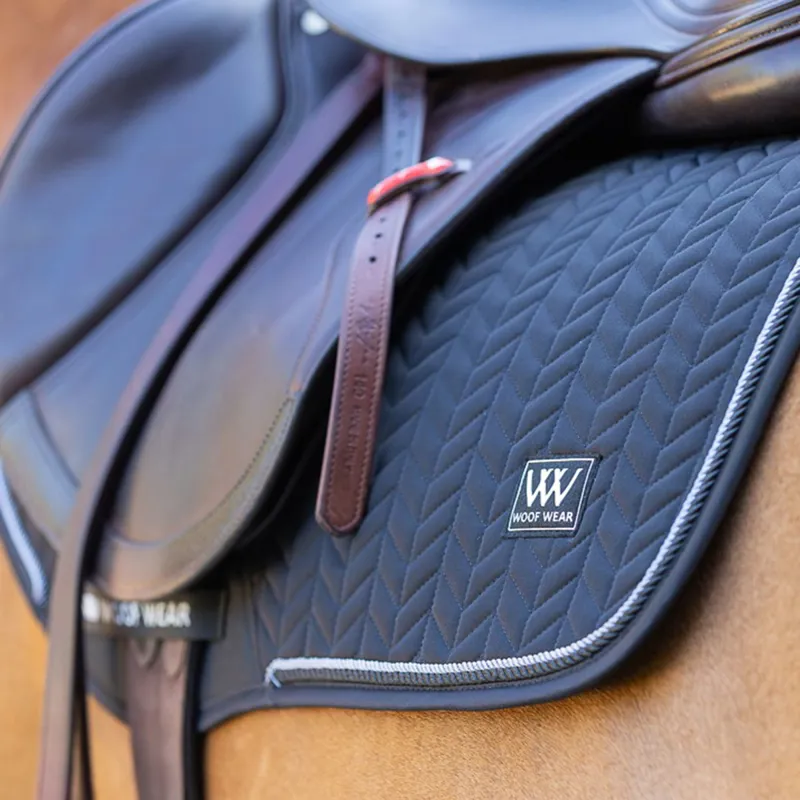 Woof Wear Herringbone Close Contact Saddle Pad - Navy-2