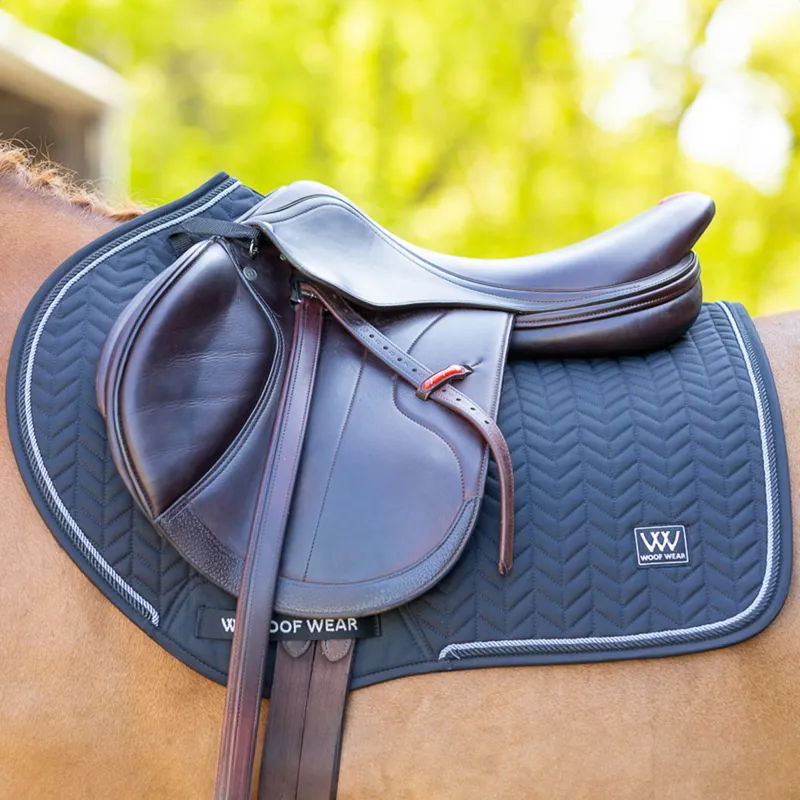 Woof Wear Herringbone Close Contact Saddle Pad - Navy-4