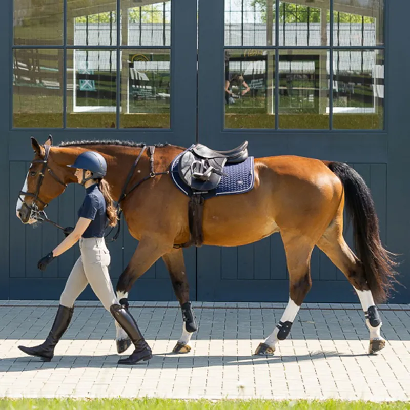Woof Wear Herringbone Close Contact Saddle Pad - Navy-3