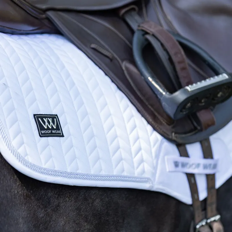 Woof Wear Herringbone Close Contact Saddle Pad - White-4