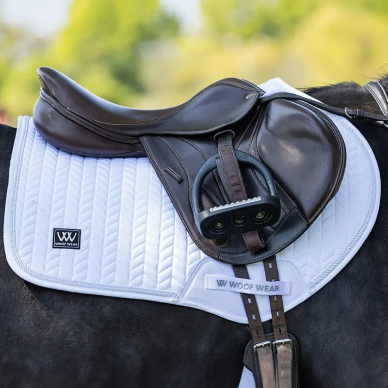 Woof Wear Herringbone Close Contact Saddle Pad - White-3