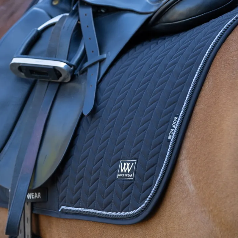Woof Wear Herringbone Dressage Saddle Pad - Navy-2
