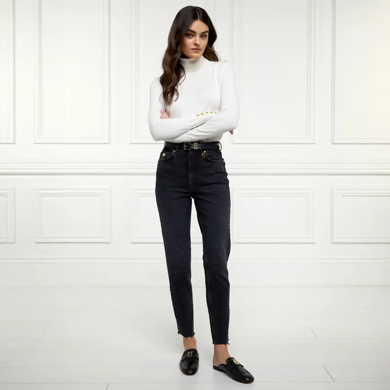 Holland Cooper High Rise Women's Slim Jeans - Washed Black-3