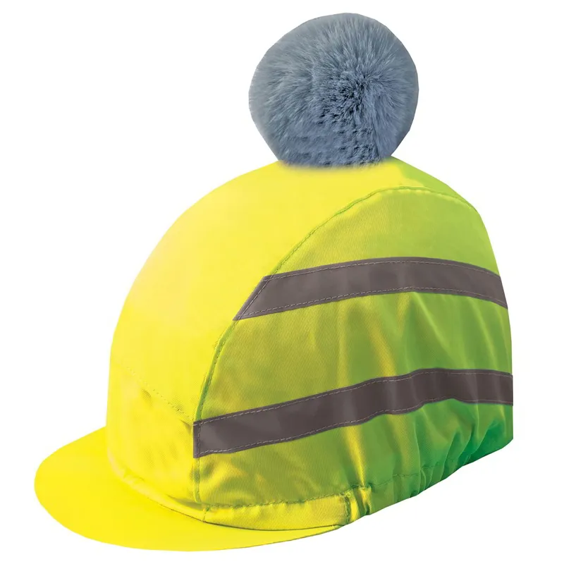 Equetech Vision Hi-Vis Luxury Pom Pom Junior Helmet Cover - Yellow