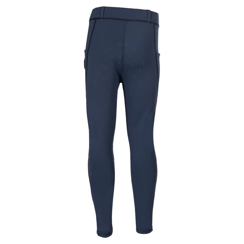 HKM Amina Full Grip Junior Girls Riding Tights - Deep Blue-1