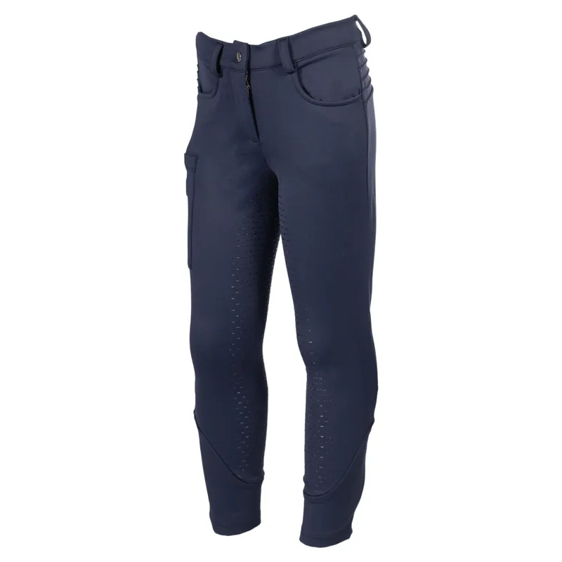 HKM Amina Full Grip Junior Girls Breeches - Deep Blue
