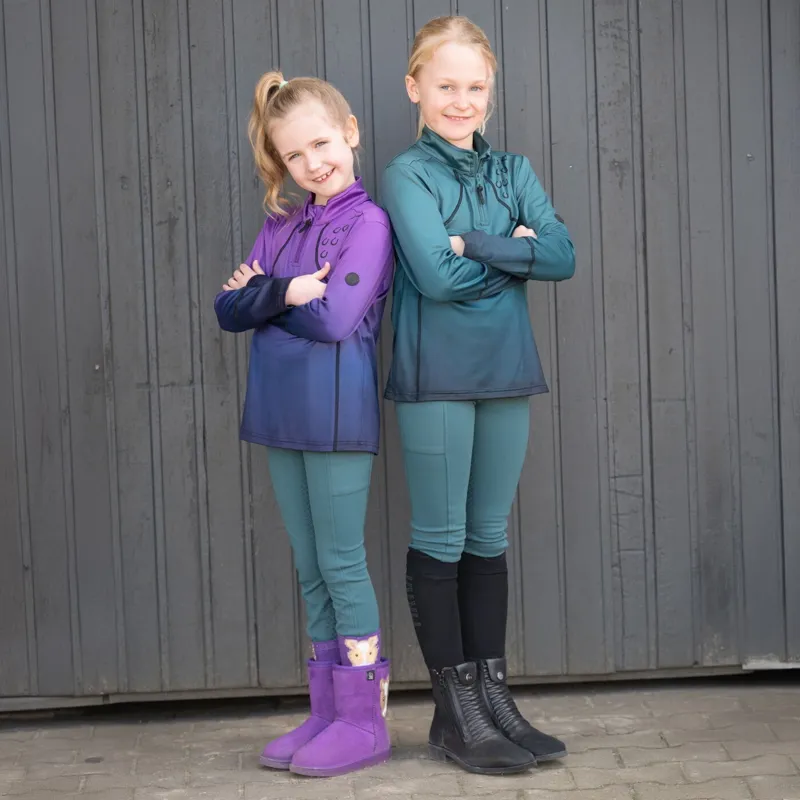 HKM Amina Full Grip Junior Girls Breeches - Petrol-2