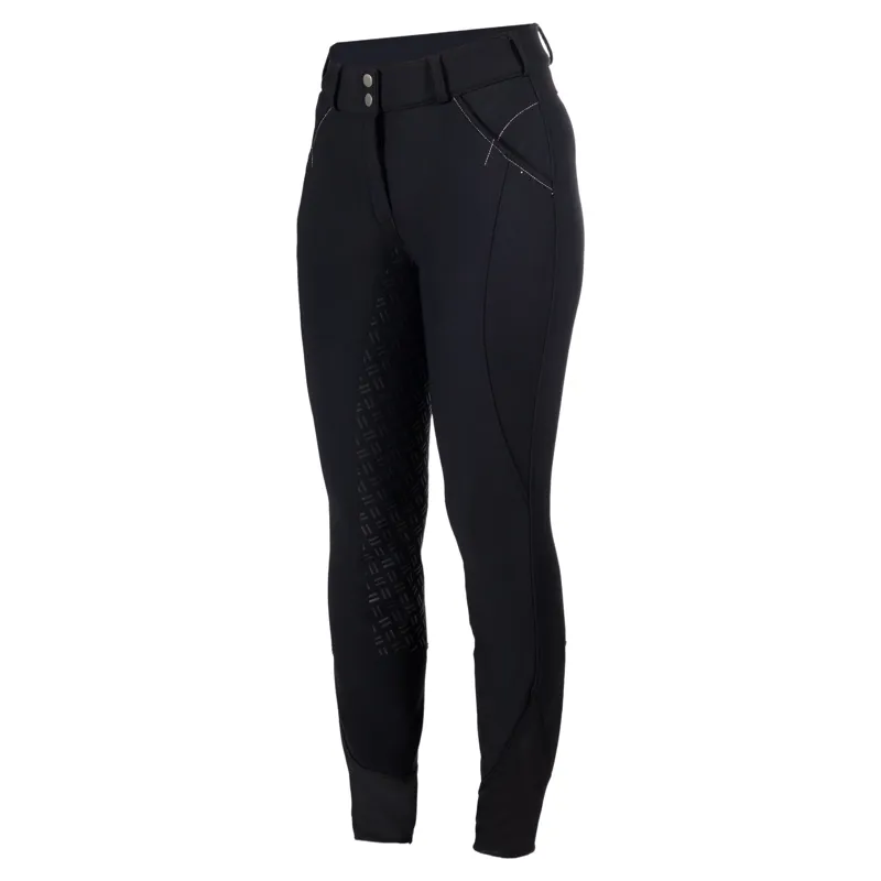 HKM Chrysti Womens Softshell Full Grip Breeches - Black-2