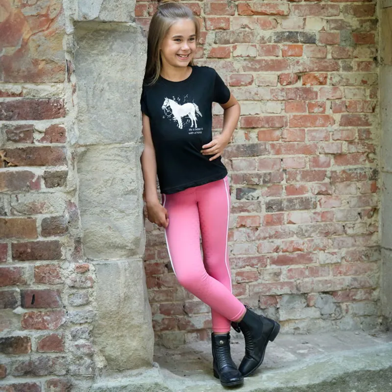 HKM Sparkle Horse Junior Girls T-Shirt - Black-6