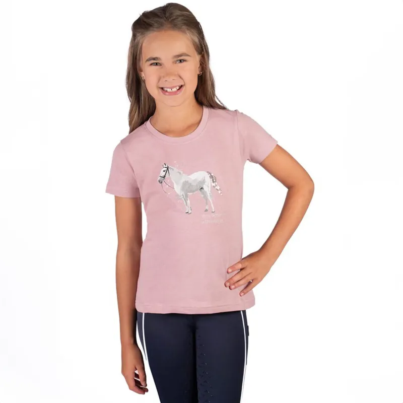 HKM Sparkle Horse Junior Girls T-Shirt - Old Rose