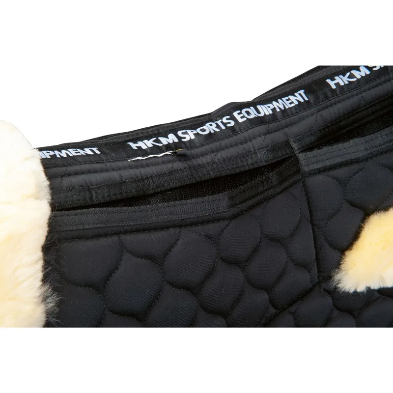 HKM Corrective Lambswool Dressage Saddle Pad - Black/Natural-1