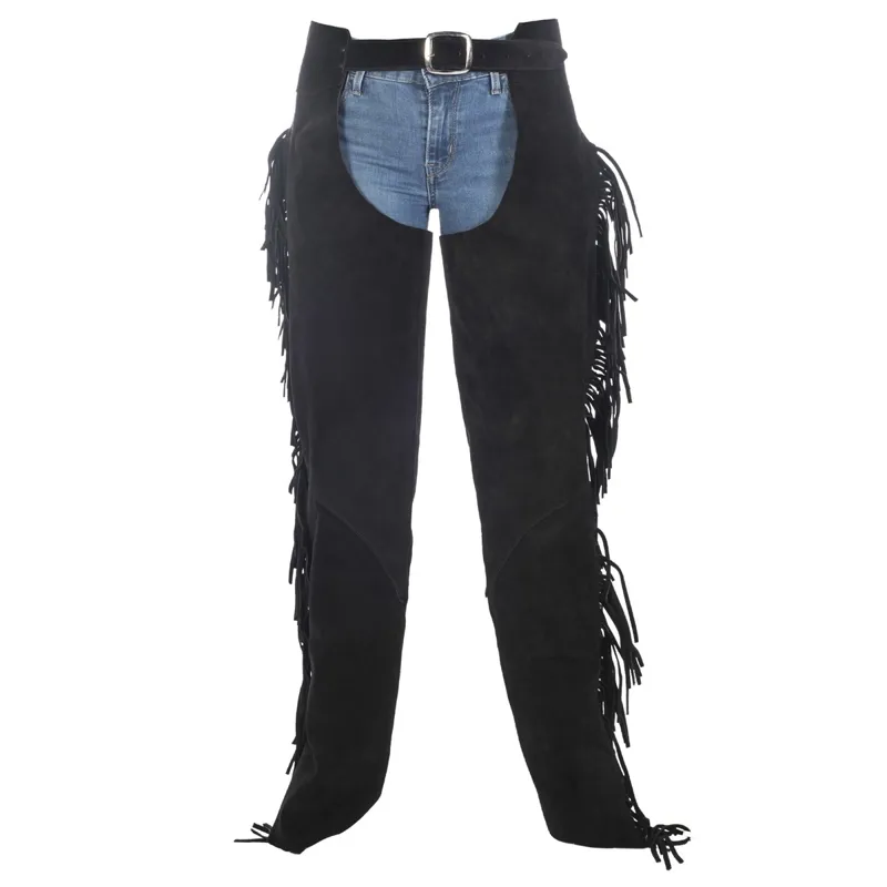 HKM Full Working Chaps with Fringes - Black