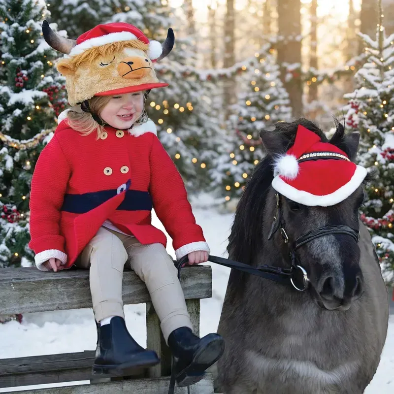Equetech Highland Cow Christmas Helmet Cover-2