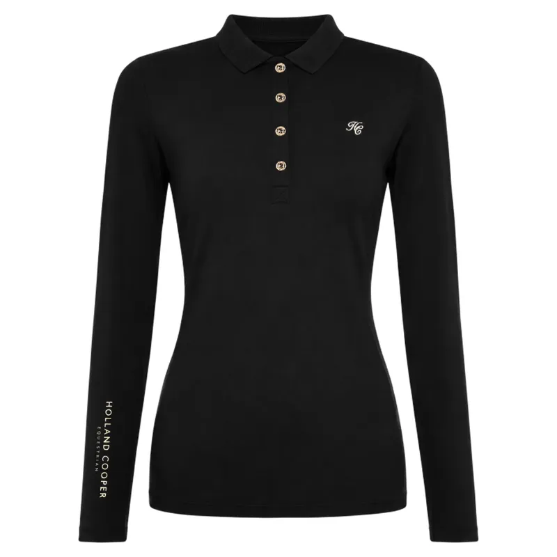 Holland Cooper Chiltern Long Sleeve Women's Polo Shirt - Black-1