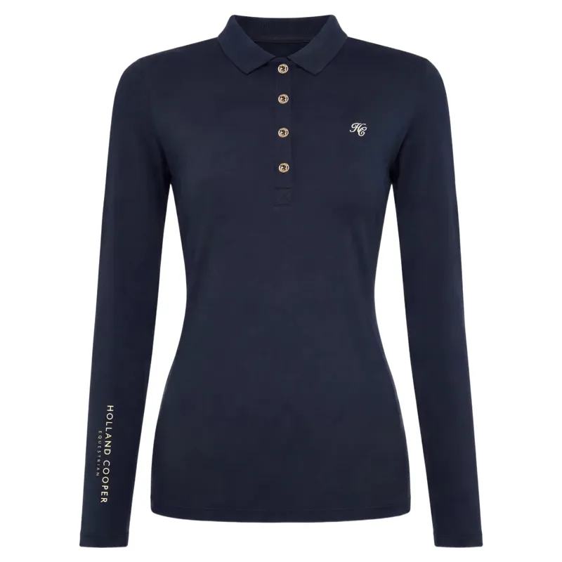 Holland Cooper Chiltern Long Sleeve Women's Polo Shirt - Ink Navy-1