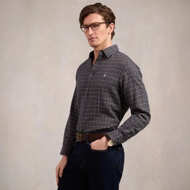 Holland Cooper Classic Men's Button Shirt - Cheltenham Check Navy-3