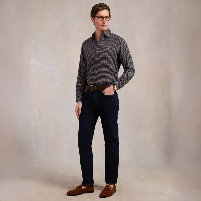 Holland Cooper Classic Men's Button Shirt - Cheltenham Check Navy-4