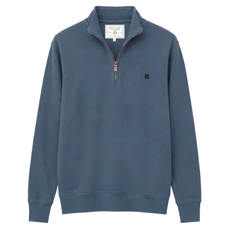 Holland Cooper Classic Men's Quarter Zip Sweatshirt - Denim Blue-1