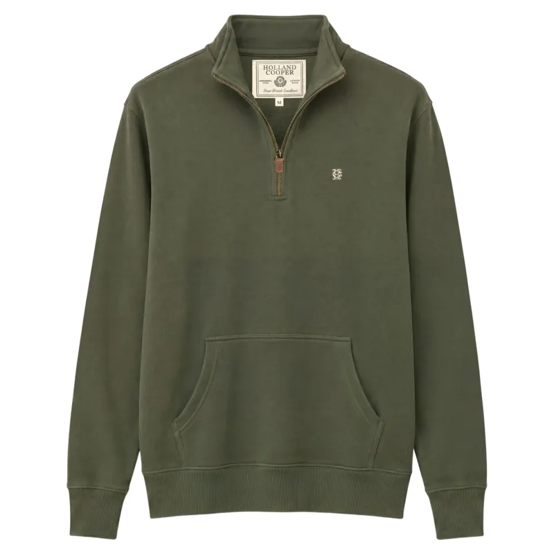 Holland Cooper Classic Men's Quarter Zip Sweatshirt - Khaki-1