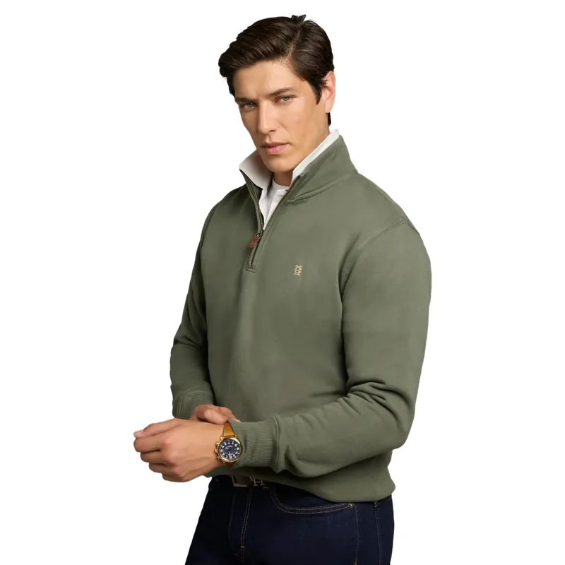 Holland Cooper Classic Men's Quarter Zip Sweatshirt - Khaki-2