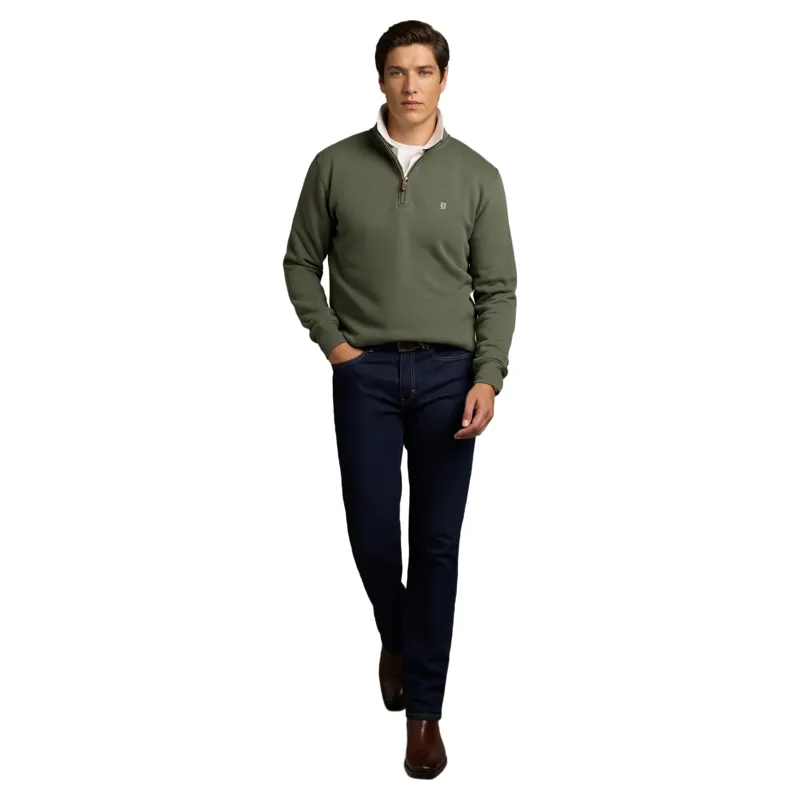 Holland Cooper Classic Men's Quarter Zip Sweatshirt - Khaki-3